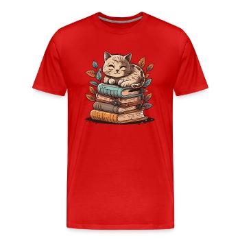 The Bookish Cat - Men's Premium Organic T-Shirt - red - Front - Damien (186cm)