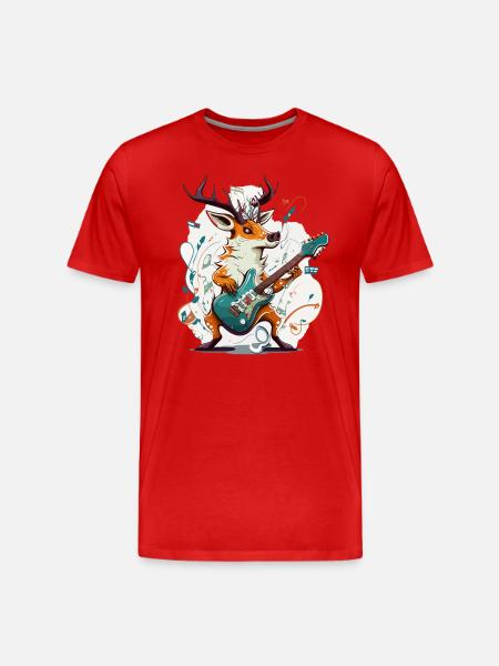Rockin Hirsch - Männer Premium Bio T-Shirt - Rot