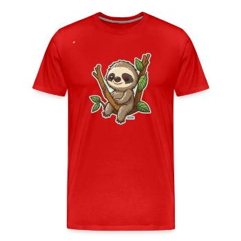 Chill Faultier - Männer Premium Bio T-Shirt - Rot - Vorne - Damien (186cm)