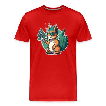 Écureuil stoner - T-shirt bio Premium Homme - rouge - Devant - Damien (186cm)