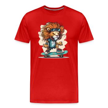 Lions-Rampe - Männer Premium Bio T-Shirt - Rot - Vorne - Damien (186cm)