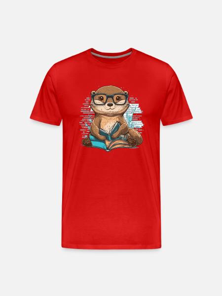 Otterly Vertieft - Männer Premium Bio T-Shirt - Rot