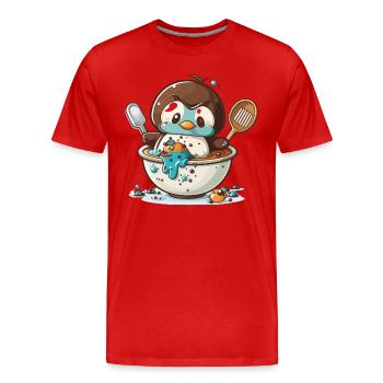 Pinguin-Gebäck - Männer Premium Bio T-Shirt - Rot - Vorne - Damien (186cm)