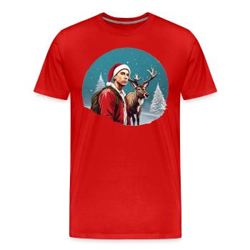 Le rappeur et le renne - T-shirt bio Premium Homme - rouge - Devant - Damien (186cm)