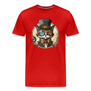 Classy Feline - Men's Premium Organic T-Shirt - red - Front - Damien (186cm)