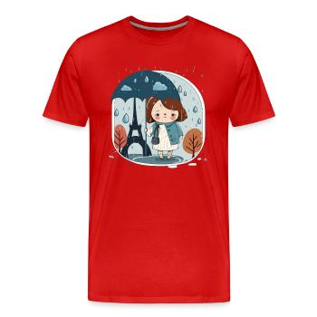 Die Stadt der Liebe im Regen - Männer Premium Bio T-Shirt - Rot - Vorne - Damien (186cm)