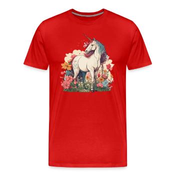 Das verzauberte Feld - Männer Premium Bio T-Shirt - Rot - Vorne - Damien (186cm)