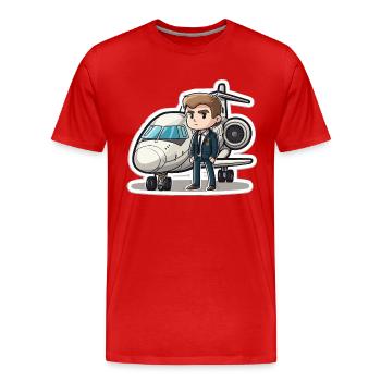 The Aviator - Men's Premium Organic T-Shirt - red - Front - Damien (186cm)