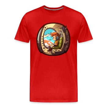 Der fliegende Pilot - Männer Premium Bio T-Shirt - Rot - Vorne - Damien (186cm)