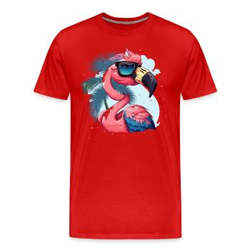 Flamant rose Diva - T-shirt bio Premium Homme - rouge - Devant - Damien (186cm)
