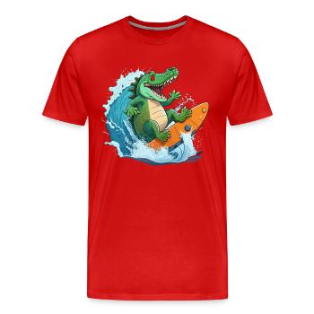 Croco sur la plage - T-shirt bio Premium Homme - rouge - Devant - Damien (186cm)