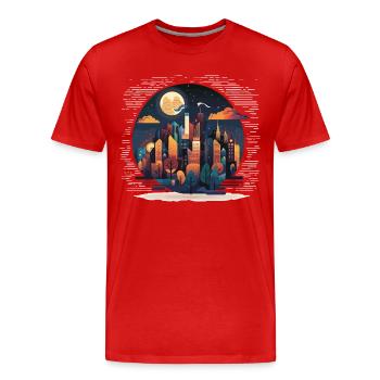 L’explorateur nocturne - T-shirt bio Premium Homme - rouge - Devant - Damien (186cm)