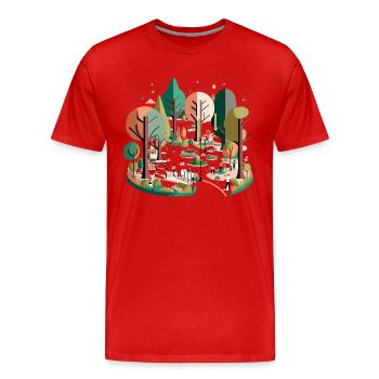 L’amoureux de la nature citadine - T-shirt bio Premium Homme - rouge - Devant - Damien (186cm)