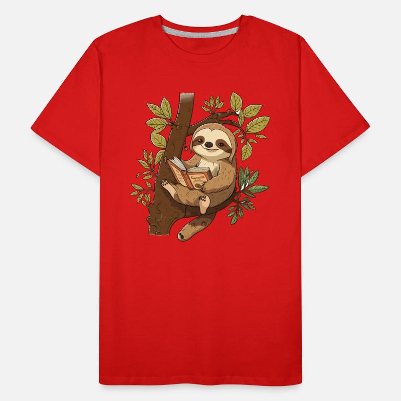 Sloth Reader Men's Premium Organic T-Shirt