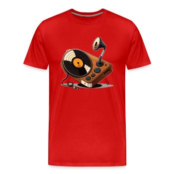 Le collectionneur de vinyles - T-shirt bio Premium Homme - rouge - Devant - Damien (186cm)