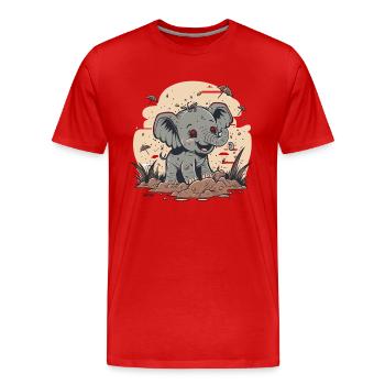 Verspielter Elefant - Männer Premium Bio T-Shirt - Rot - Vorne - Damien (186cm)
