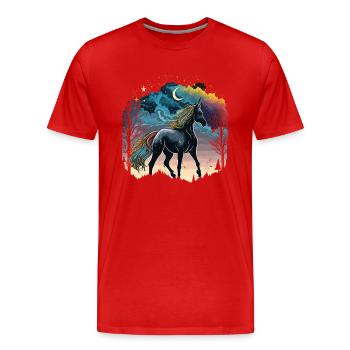 Licorne arc-en-ciel - T-shirt bio Premium Homme - rouge - Devant - Damien (186cm)