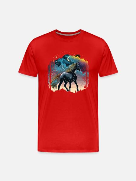 Licorne arc-en-ciel - T-shirt bio Premium Homme - rouge