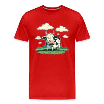 Vache satisfaite - T-shirt bio Premium Homme - rouge - Devant - Damien (186cm)