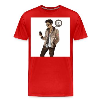 Influenceur sur les réseaux sociaux - T-shirt bio Premium Homme - rouge - Devant - Damien (186cm)