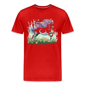 Licorne magique - T-shirt bio Premium Homme - rouge - Devant - Damien (186cm)