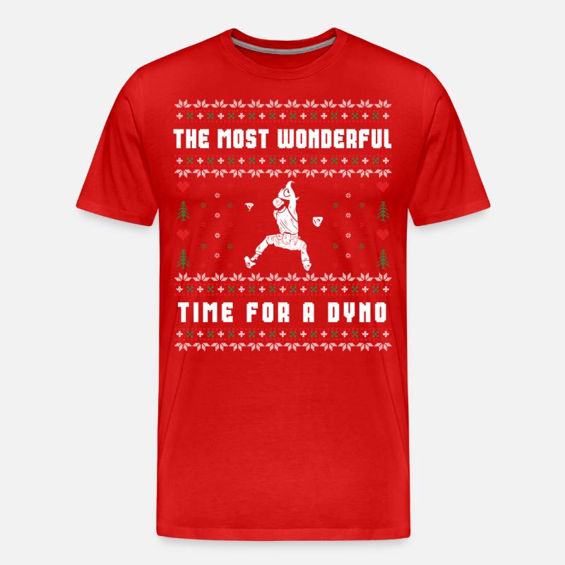Klettern Hässlicher Weihnachtspullover - Männer Premium Bio T-Shirt - Rot