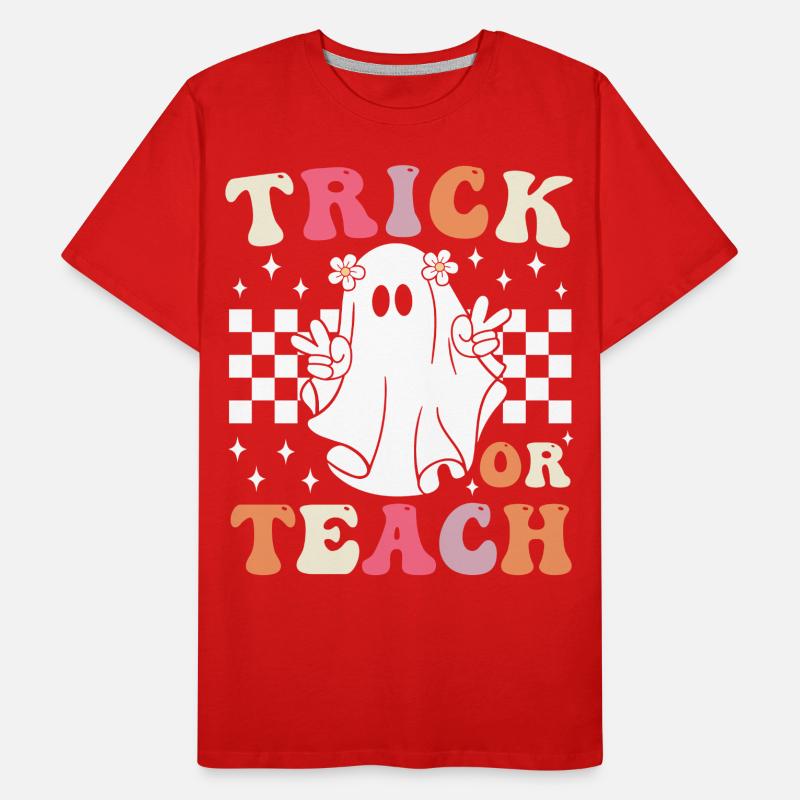 Groovy Trick oder Halloween Lehrer unterrichten Männer Premium Bio T-Shirt
