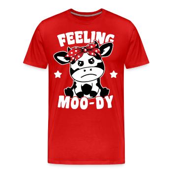 Vache mignonne se sentant lunatique, jeu de mots drôle - T-shirt bio Premium Homme - rouge - Devant - Damien (186cm)