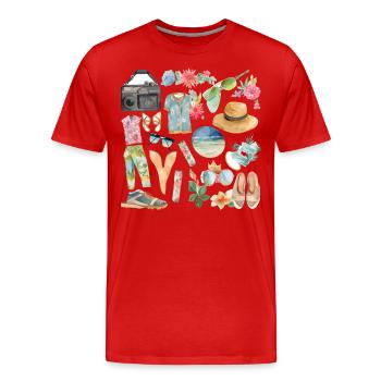 Clipart de voyage à l’aquarelle : Embrassez l’essence de - T-shirt bio Premium Homme - rouge - Devant - Damien (186cm)