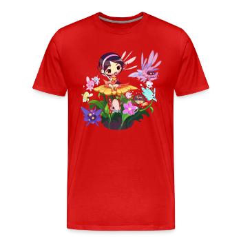 Le jardin enchanté : une symphonie de fleurs et de - T-shirt bio Premium Homme - rouge - Devant - Damien (186cm)