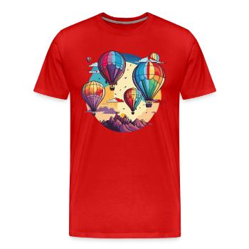 Skys Symphony: Lebendige Heißluftballons steigen auf - Männer Premium Bio T-Shirt - Rot - Vorne - Damien (186cm)