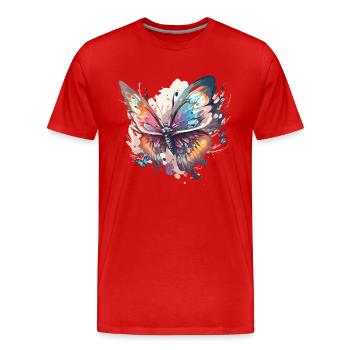 Natures Dance: Colorful Butterfly Fluttering - Men's Premium Organic T-Shirt - red - Front - Damien (186cm)