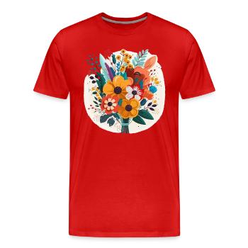 Strahlende Blüten: ein bunter Strauß aus leuchtendem Pe - Männer Premium Bio T-Shirt - Rot - Vorne - Damien (186cm)