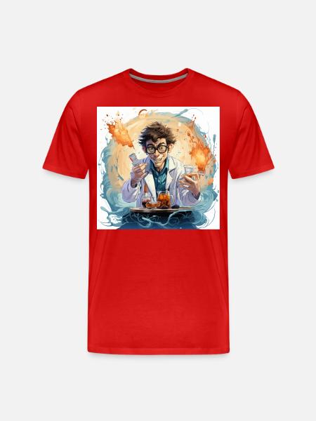 Der Koffein-Laboraffe - Männer Premium Bio T-Shirt - Rot
