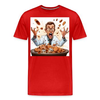 The Caffeine Mad Scientist - Men's Premium Organic T-Shirt - red - Front - Damien (186cm)