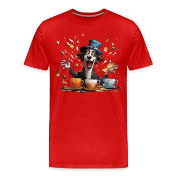 Le jongleur de caféine - T-shirt bio Premium Homme - rouge - Devant - Damien (186cm)