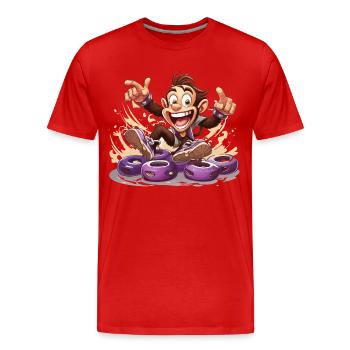 Le rouleau de caféine - T-shirt bio Premium Homme - rouge - Devant - Damien (186cm)
