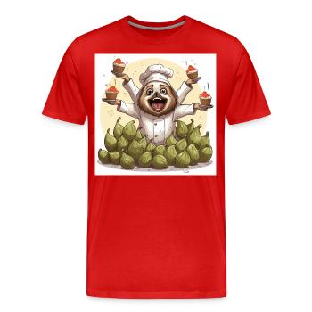 Le jongleur de caféine - T-shirt bio Premium Homme - rouge - Devant - Damien (186cm)