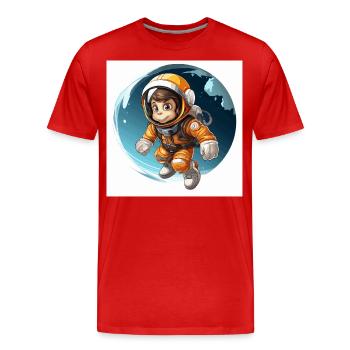 Le primate de l’espace - T-shirt bio Premium Homme - rouge - Devant - Damien (186cm)
