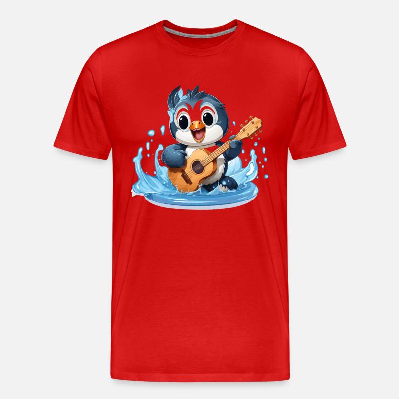 Der Melodische Pinguin - Männer Premium Bio T-Shirt - Rot