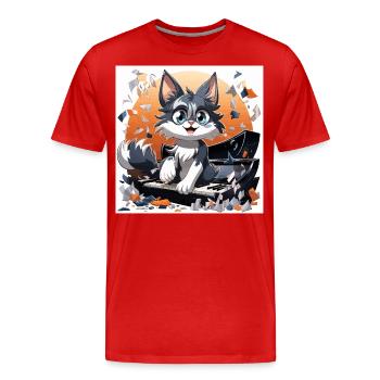 The Purrfect Pianist - Men's Premium Organic T-Shirt - red - Front - Damien (186cm)