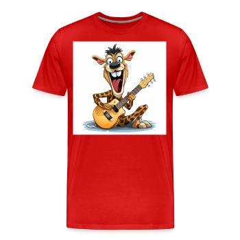 Die Giraffe, die den Hals anschlägt - Männer Premium Bio T-Shirt - Rot - Vorne - Damien (186cm)