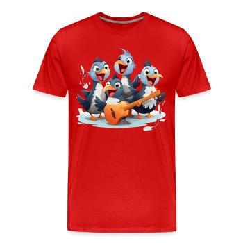 Le chaos de la mélodie aviaire - T-shirt bio Premium Homme - rouge - Devant - Damien (186cm)