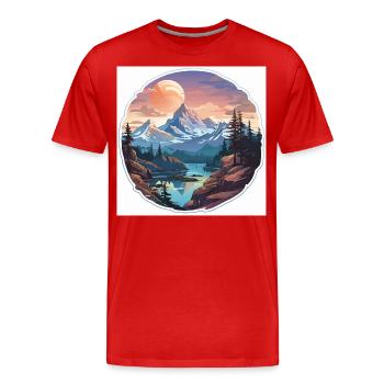 Sommet Sérénité - T-shirt bio Premium Homme - rouge - Devant - Damien (186cm)