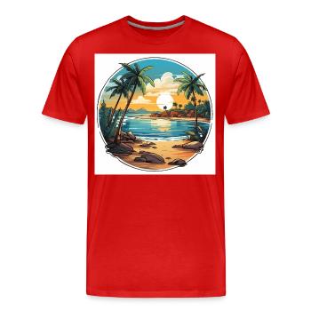Tropisches Paradies - Männer Premium Bio T-Shirt - Rot - Vorne - Damien (186cm)