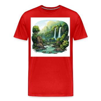 Cascades enchanteresses - T-shirt bio Premium Homme - rouge - Devant - Damien (186cm)