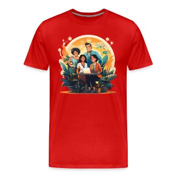 Ganzheitlicher Arbeitsplatz - Männer Premium Bio T-Shirt - Rot - Vorne - Damien (186cm)