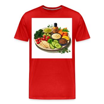 Lebendige Platte - Männer Premium Bio T-Shirt - Rot - Vorne - Damien (186cm)