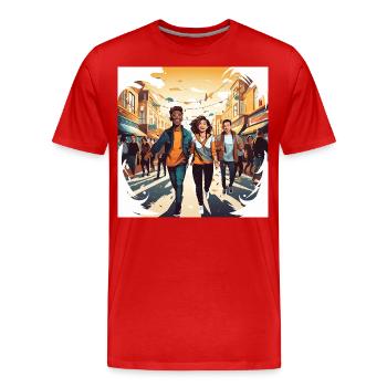 Promenade de l’Amitié - T-shirt bio Premium Homme - rouge - Devant - Damien (186cm)