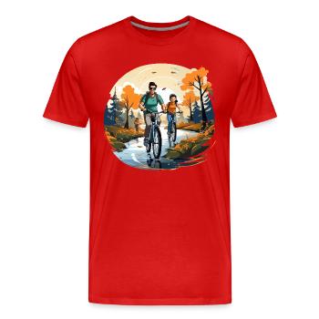 Pedale des Miteinanders - Männer Premium Bio T-Shirt - Rot - Vorne - Damien (186cm)
